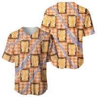 Aloha Hawaii Tiki Palaka Motifs Baseball Jersey Honohono Lei Orange Elegant Vibes LT14 - Polynesian Pride