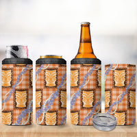 Aloha Hawaii Tiki Palaka Motifs 4 in 1 Can Cooler Tumbler Honohono Lei Orange Elegant Vibes LT14 - Polynesian Pride