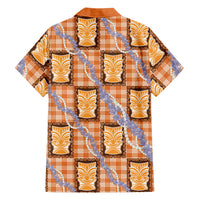 Aloha Hawaii Tiki Palaka Motifs Family Matching Off Shoulder Short Dress and Hawaiian Shirt Honohono Lei Orange Elegant Vibes LT14 - Polynesian Pride
