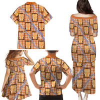 Aloha Hawaii Tiki Palaka Motifs Family Matching Puletasi and Hawaiian Shirt Honohono Lei Orange Elegant Vibes LT14 - Polynesian Pride