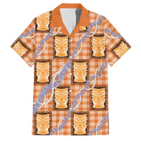 Aloha Hawaii Tiki Palaka Motifs Family Matching Puletasi and Hawaiian Shirt Honohono Lei Orange Elegant Vibes LT14 Dad's Shirt - Short Sleeve Orange - Polynesian Pride
