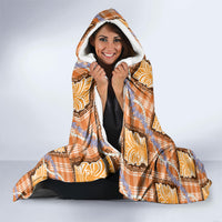 Aloha Hawaii Tiki Palaka Motifs Hooded Blanket Honohono Lei Orange Elegant Vibes LT14 - Polynesian Pride