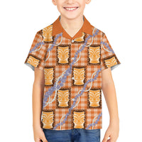 Aloha Hawaii Tiki Palaka Motifs Kid Hawaiian Shirt Honohono Lei Orange Elegant Vibes LT14 Kid Orange - Polynesian Pride
