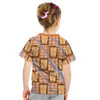 Aloha Hawaii Tiki Palaka Motifs Kid T Shirt Honohono Lei Orange Elegant Vibes LT14 - Polynesian Pride