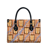 Aloha Hawaii Tiki Palaka Motifs Leather Bag Honohono Lei Orange Elegant Vibes LT14 - Polynesian Pride