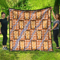 Aloha Hawaii Tiki Palaka Motifs Quilt Honohono Lei Orange Elegant Vibes LT14 - Polynesian Pride