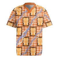 Aloha Hawaii Tiki Palaka Motifs Rugby Jersey Honohono Lei Orange Elegant Vibes LT14 Orange - Polynesian Pride