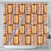 Aloha Hawaii Tiki Palaka Motifs Shower Curtain Honohono Lei Orange Elegant Vibes LT14 - Polynesian Pride
