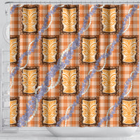 Aloha Hawaii Tiki Palaka Motifs Shower Curtain Honohono Lei Orange Elegant Vibes LT14 - Polynesian Pride
