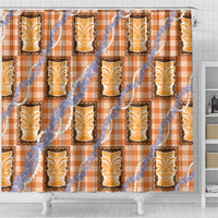 Aloha Hawaii Tiki Palaka Motifs Shower Curtain Honohono Lei Orange Elegant Vibes LT14 - Polynesian Pride
