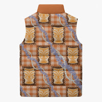 Aloha Hawaii Tiki Palaka Motifs Sleeveless Puffer Jacket Honohono Lei Orange Elegant Vibes LT14 - Polynesian Pride