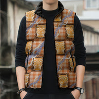 Aloha Hawaii Tiki Palaka Motifs Sleeveless Puffer Jacket Honohono Lei Orange Elegant Vibes LT14 - Polynesian Pride