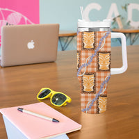 Aloha Hawaii Tiki Palaka Motifs Tumbler With Handle Honohono Lei Orange Elegant Vibes LT14 - Polynesian Pride