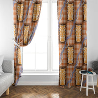 Aloha Hawaii Tiki Palaka Motifs Window Curtain Honohono Lei Orange Elegant Vibes LT14 - Polynesian Pride