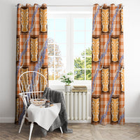 Aloha Hawaii Tiki Palaka Motifs Window Curtain Honohono Lei Orange Elegant Vibes LT14 - Polynesian Pride