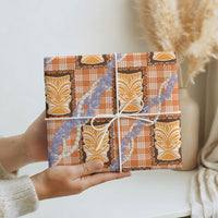 Aloha Hawaii Tiki Palaka Motifs Wrapping Paper Honohono Lei Orange Elegant Vibes LT14 - Polynesian Pride