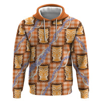 Aloha Hawaii Tiki Palaka Motifs Zip Hoodie Honohono Lei Orange Elegant Vibes LT14 Pullover Hoodie Orange - Polynesian Pride