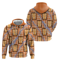 Aloha Hawaii Tiki Palaka Motifs Zip Hoodie Honohono Lei Orange Elegant Vibes LT14 - Polynesian Pride