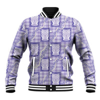 Aloha Hawaii Tiki Palaka Motifs Baseball Jacket Honohono Lei Purple Elegant Vibes LT14 Unisex Purple - Polynesian Pride