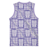 Aloha Hawaii Tiki Palaka Motifs Basketball Jersey Honohono Lei Purple Elegant Vibes LT14 - Polynesian Pride