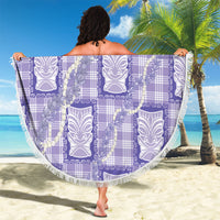 Aloha Hawaii Tiki Palaka Motifs Beach Blanket Honohono Lei Purple Elegant Vibes LT14 - Polynesian Pride