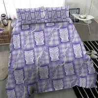 Aloha Hawaii Tiki Palaka Motifs Bedding Set Honohono Lei Purple Elegant Vibes