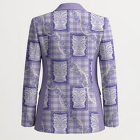 Aloha Hawaii Tiki Palaka Motifs Blazer Honohono Lei Purple Elegant Vibes LT14 - Polynesian Pride