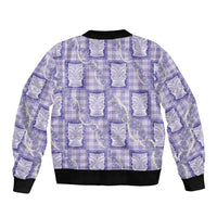 Aloha Hawaii Tiki Palaka Motifs Bomber Jacket Honohono Lei Purple Elegant Vibes LT14 - Polynesian Pride
