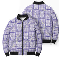 Aloha Hawaii Tiki Palaka Motifs Bomber Puffer Jacket Honohono Lei Purple Elegant Vibes LT14 - Polynesian Pride