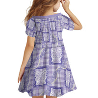 Aloha Hawaii Tiki Palaka Motifs Family Matching Long Sleeve Bodycon Dress and Hawaiian Shirt Honohono Lei Purple Elegant Vibes LT14 - Polynesian Pride
