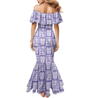 Aloha Hawaii Tiki Palaka Motifs Family Matching Mermaid Dress and Hawaiian Shirt Honohono Lei Purple Elegant Vibes LT14 - Polynesian Pride