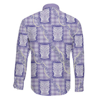 Aloha Hawaii Tiki Palaka Motifs Family Matching Short Sleeve Bodycon Dress and Hawaiian Shirt Honohono Lei Purple Elegant Vibes LT14 - Polynesian Pride