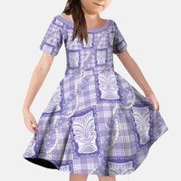 Aloha Hawaii Tiki Palaka Motifs Family Matching Tank Maxi Dress and Hawaiian Shirt Honohono Lei Purple Elegant Vibes LT14 Daughter's Dress Purple - Polynesian Pride