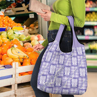 Aloha Hawaii Tiki Palaka Motifs Grocery Bag Honohono Lei Purple Elegant Vibes LT14 - Polynesian Pride