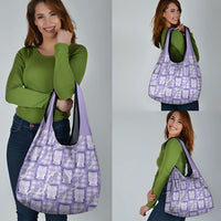 Aloha Hawaii Tiki Palaka Motifs Grocery Bag Honohono Lei Purple Elegant Vibes LT14 - Polynesian Pride