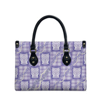 Aloha Hawaii Tiki Palaka Motifs Leather Bag Honohono Lei Purple Elegant Vibes LT14 - Polynesian Pride