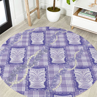 Aloha Hawaii Tiki Palaka Motifs Round Carpet Honohono Lei Purple Elegant Vibes LT14 Purple - Polynesian Pride