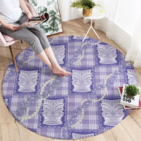 Aloha Hawaii Tiki Palaka Motifs Round Carpet Honohono Lei Purple Elegant Vibes LT14 - Polynesian Pride