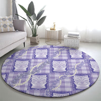 Aloha Hawaii Tiki Palaka Motifs Round Carpet Honohono Lei Purple Elegant Vibes LT14 - Polynesian Pride