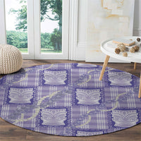 Aloha Hawaii Tiki Palaka Motifs Round Carpet Honohono Lei Purple Elegant Vibes LT14 - Polynesian Pride