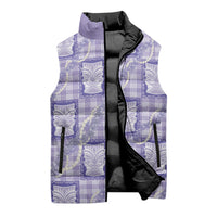 Aloha Hawaii Tiki Palaka Motifs Sleeveless Puffer Jacket Honohono Lei Purple Elegant Vibes LT14 - Polynesian Pride