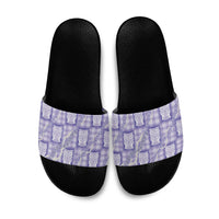 Aloha Hawaii Tiki Palaka Motifs Slide Sandals Honohono Lei Purple Elegant Vibes LT14 Purple - Polynesian Pride