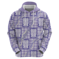 Aloha Hawaii Tiki Palaka Motifs Zip Hoodie Honohono Lei Purple Elegant Vibes LT14 - Polynesian Pride