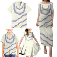 Hawaii Honohono Palaka Motifs Family Matching Puletasi and Hawaiian Shirt Hawaiian Orchid Lei LT14 - Polynesian Pride