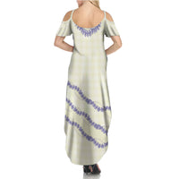 Hawaii Honohono Palaka Motifs Family Matching Summer Maxi Dress and Hawaiian Shirt Hawaiian Orchid Lei LT14 - Polynesian Pride