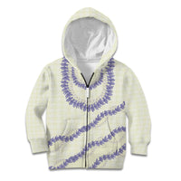 Hawaii Honohono Palaka Motifs Kid Hoodie Hawaiian Orchid Lei LT14 Zip Hoodie Cream - Polynesian Pride