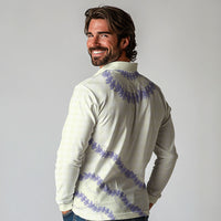 Hawaii Honohono Palaka Motifs Long Sleeve Polo Shirt Hawaiian Orchid Lei LT14 - Polynesian Pride