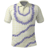Hawaii Honohono Palaka Motifs Polo Shirt Hawaiian Orchid Lei LT14 Cream - Polynesian Pride