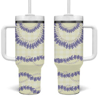 Hawaii Honohono Palaka Motifs Tumbler With Handle Hawaiian Orchid Lei