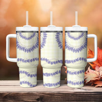 Hawaii Honohono Palaka Motifs Tumbler With Handle Hawaiian Orchid Lei